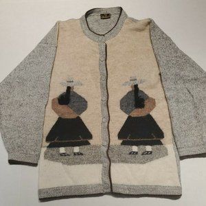 Vintage 100% Alpaca Cardigan Sweater Large Peru Alpaca Quitex